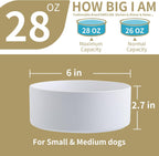 Cuenco de cerámica elevado o elevado para perros de razas pequeñas y medianas, cuenco de agua con soporte, plato de alimentación de mascotas pesado antideslizante de 6 pulgadas, 3.6 tazas