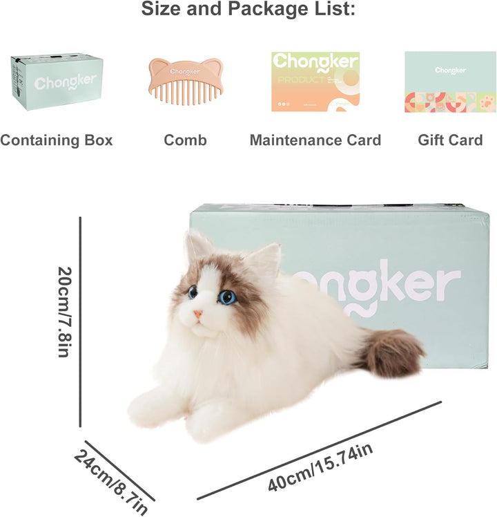 Chongker Animales de peluche hechos a mano con forma de gato realis...
