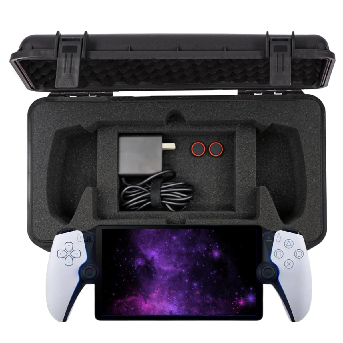 Funda de transporte para PlayStation Portal, estuche de transporte duro profesional impermeable PS Portal para PS5 Portal Remote Player, controladores, teclado plegable y otros accesorios Cargador de CA Storag