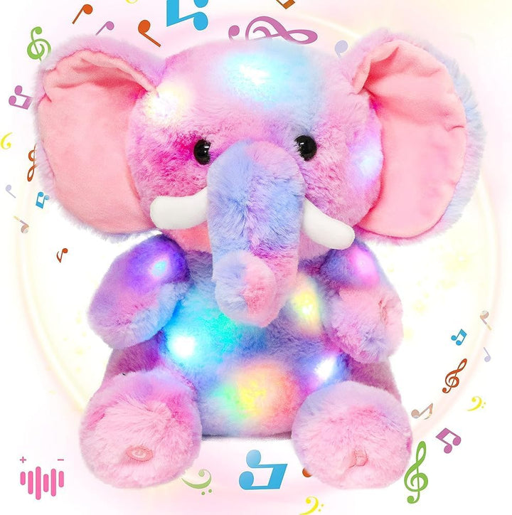 Hopearl Elefante de peluche con luces LED y música colorido, con vo...