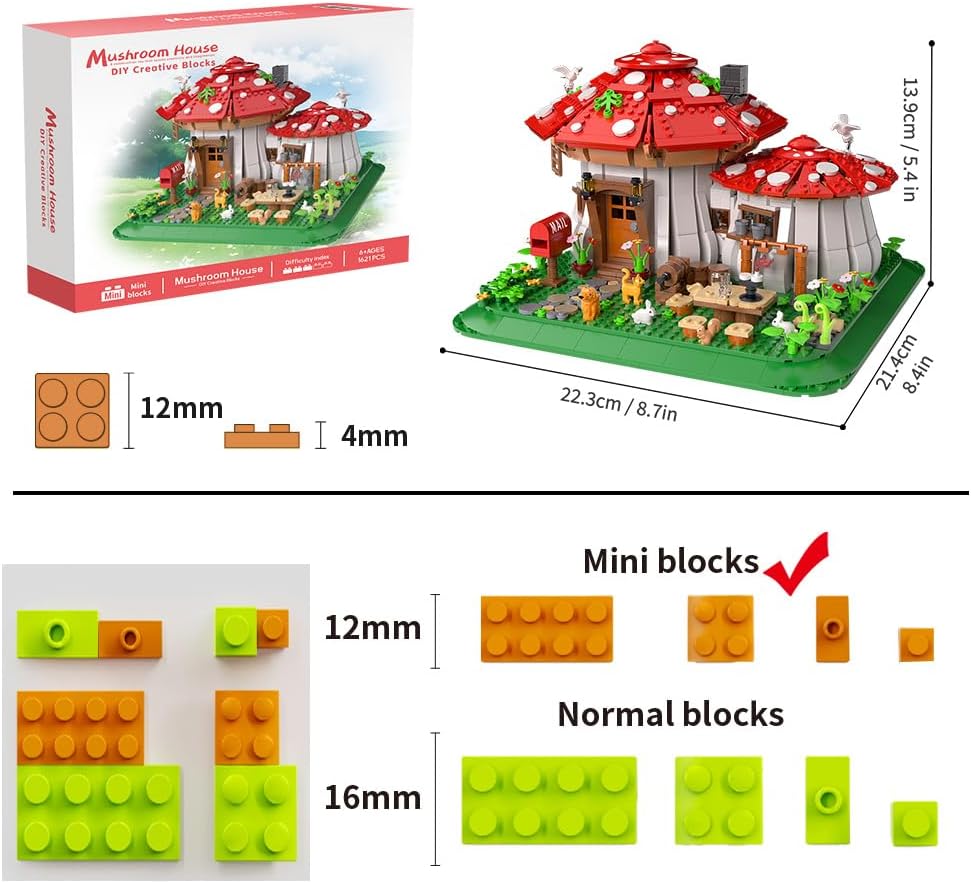 RAVAYO Juego de bloques de construcción de casa de hongos