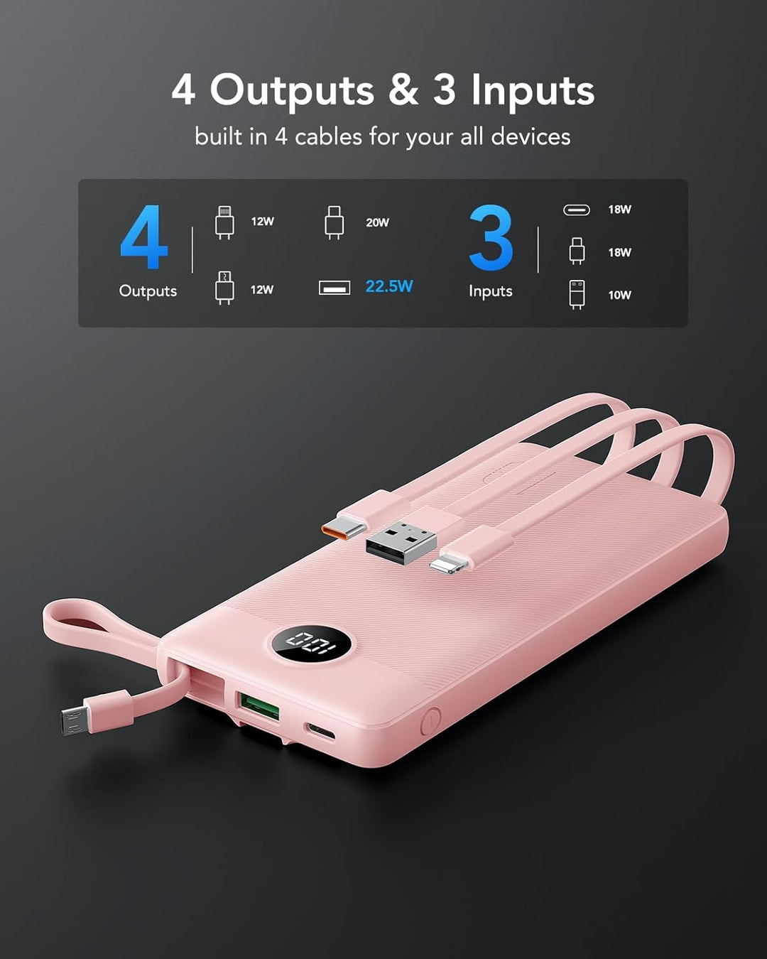 VRURC - Cargador de teléfono portátil, 20W PD de carga rápida portá...