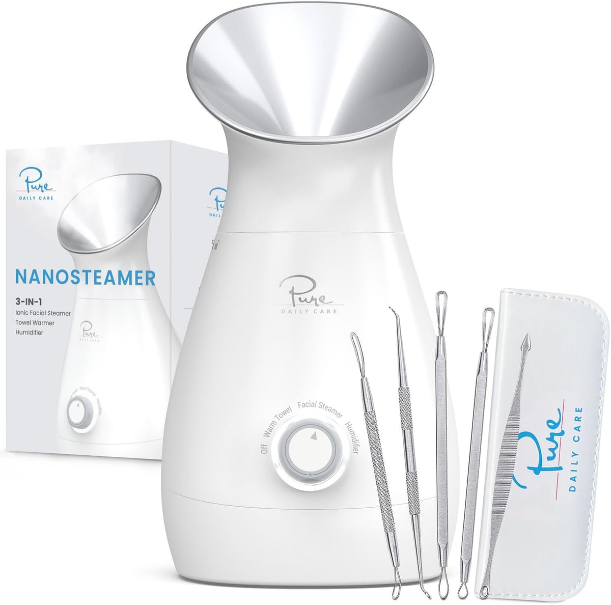 Pure Daily Care NanoSteamer - Vaporizador facial nano iónico grande...