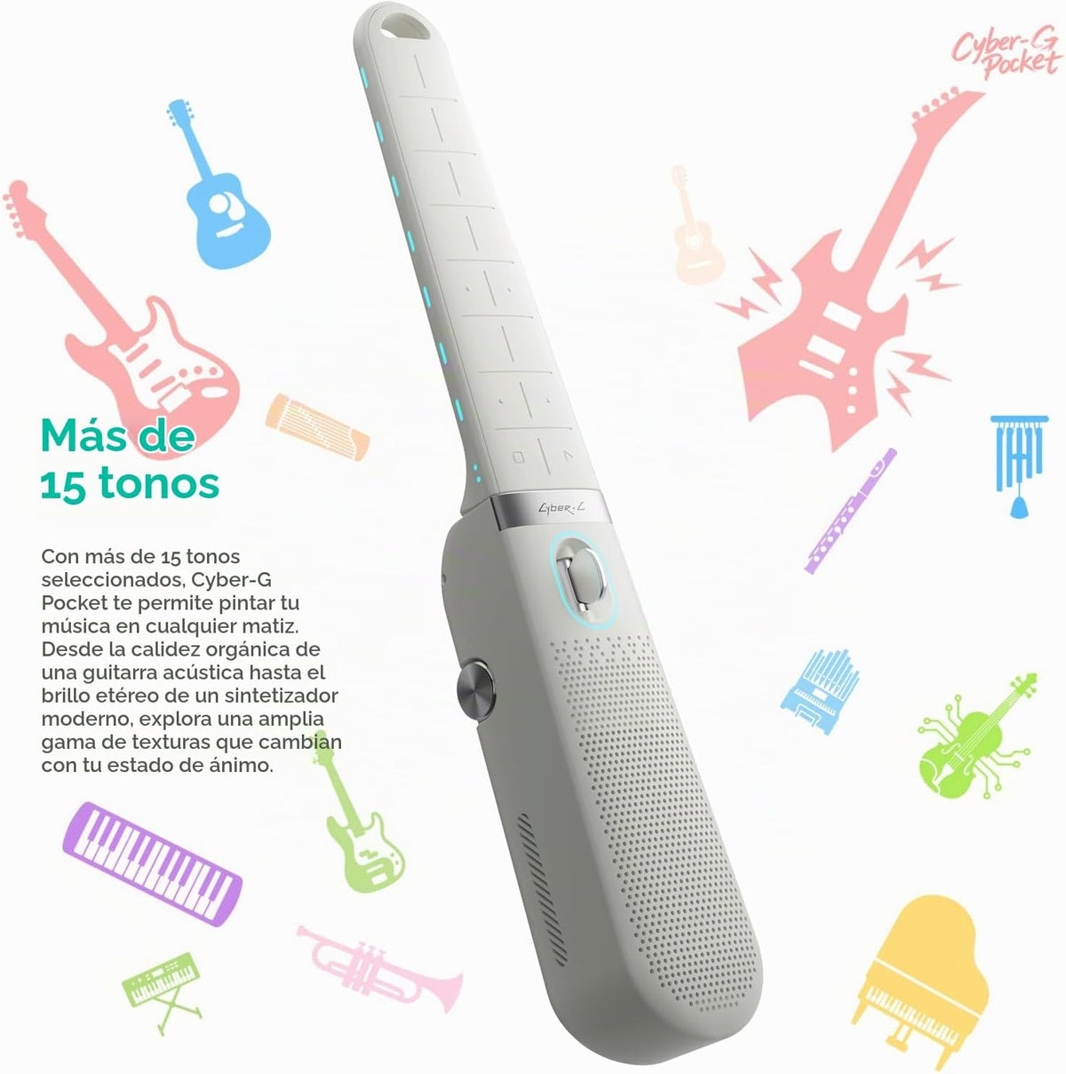 Guitarra de bolsillo Enya CYBER-G con 15 tonos de instrumentos y altavoz