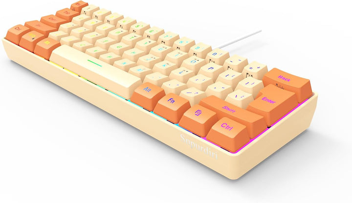Snpurdiri - Teclado para videojuegos 60% con cable, retroiluminado...