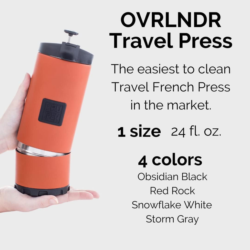 BruTrek OVRLNDR Prensa francesa de viaje | Tapa para beber de 24 onzas