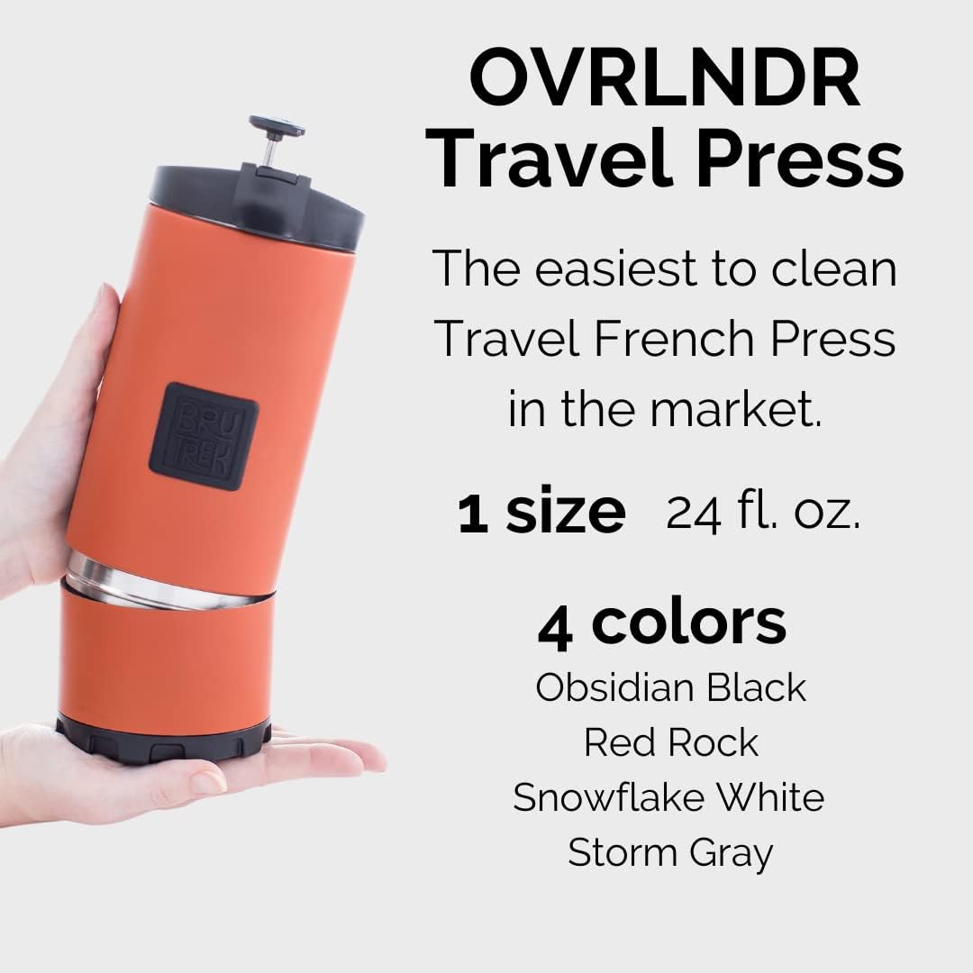 BruTrek OVRLNDR Prensa francesa de viaje | Tapa para beber de 24 onzas