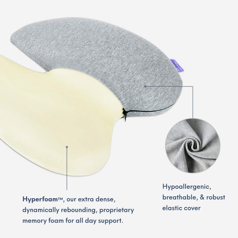 C CUSHION LAB Almohada Lumbar Extra Densa - Respaldo Firme Ergonómico Patentado de Múltiples Regiones para Alivio del Dolor Lumbar - Cojín de Apoyo Lumbar con Correa para Silla de Oficina, Coche, Sofá