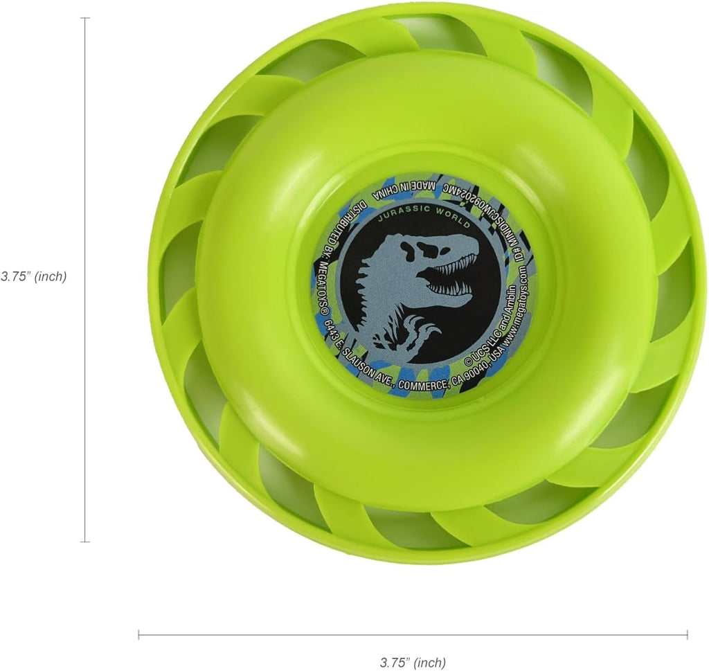 Megatoys Jurassic World - Juego de regalo de bolsa de mano, rompecabezas de 24 piezas, botella de agua, paquete de 50 calcomanías, yoyó, varita de burbujas, juego de tiza, disco volador (frisbee)
