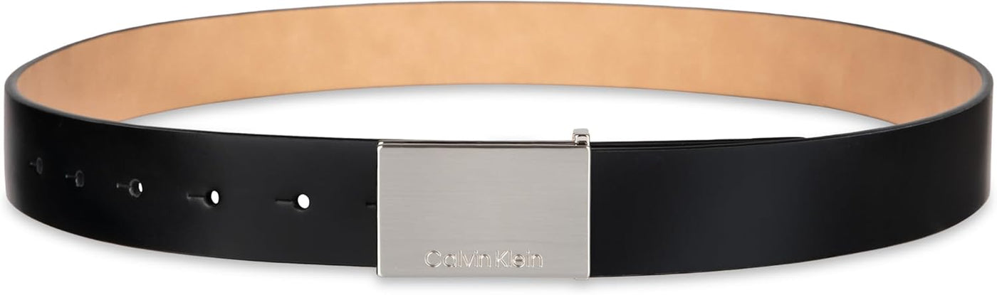 Calvin Klein Cinturón con hebilla de placa moderna y detalle de log...