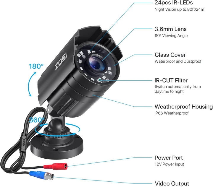 ZOSI Sistema de cámara de seguridad CCTV 1080P HD TVI para el hogar...
