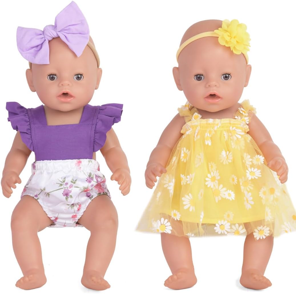 Sweet Dolly Accesorios para muñecas de bebé, 5 juegos de ropa de mu...