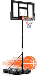 DUMOS Aro de Baloncesto Portátil de Altura Ajustable de 10 Pies para Exteriores para Adultos, Tablero Irrompible de 44 Pulgadas con Aro Absorbente de Impactos, Base Rellenable, 2 Ruedas para Piscina