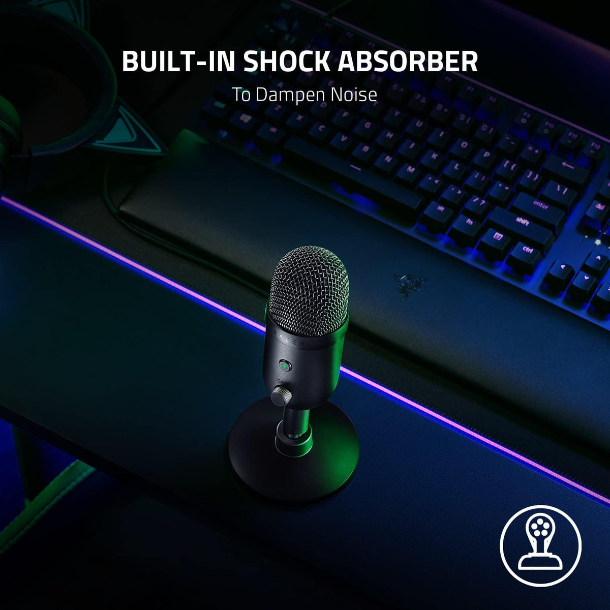 Razer Seiren V2 X - Micrófono USB de condensador para transmisión y juegos en PC: patrón de captación supercardioide - Limitador digital integrado - Monitorización del micrófono y control de ganancia