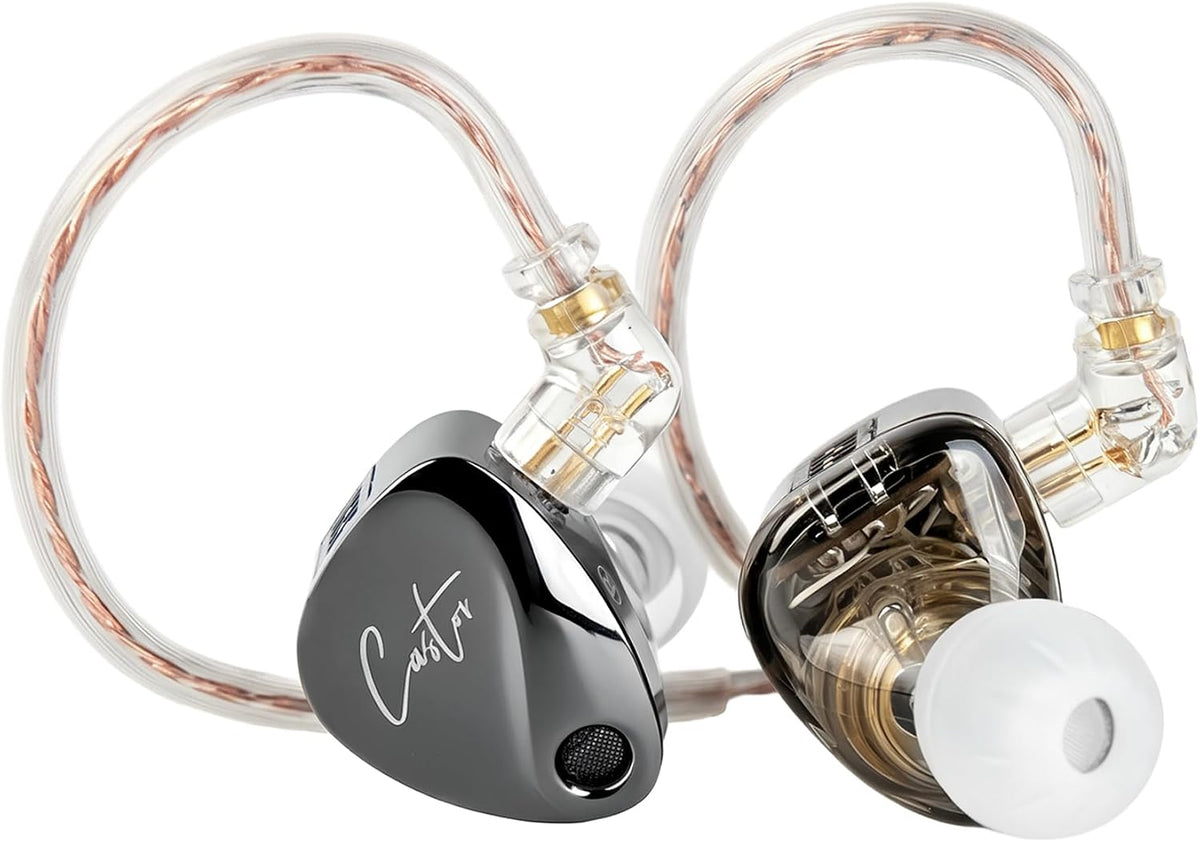 KZ Castor in Ear Monitor, Harman Bass Edition IEM con controladores dinámicos duales, auriculares con cable de sonido sintonizable, auriculares para juegos con interruptor de ajuste de 4 niveles, aislamiento de ruido (graves pesados, sin micrófono)