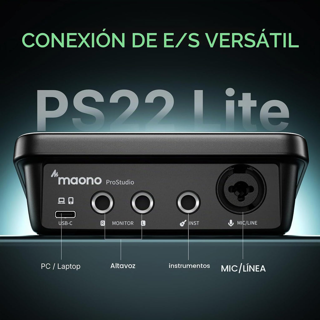 MAONO PS22 Lite Interfaz de Audio USB para PC para Guitarra y Voces en Streaming