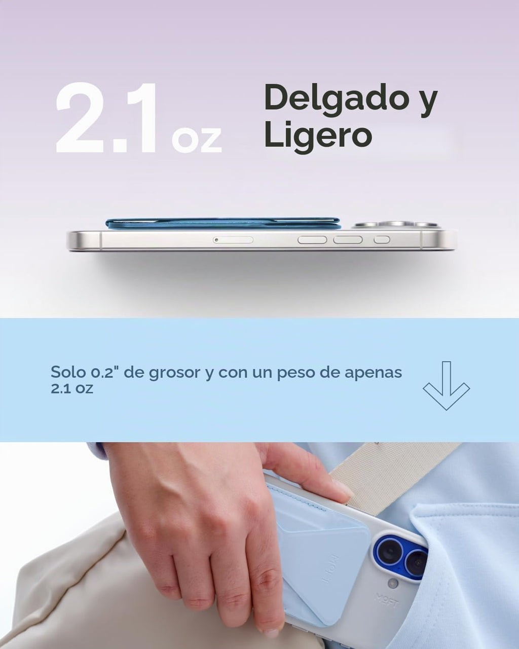 MOFT - Soporte magnético para cartera compatible con iPhone 18/17/16/15/14/13, ajuste de ángulo, soporte de teléfono compatible con MOVAS