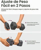YOTTOY Juego de mancuernas 4 en 1, juego de mancuernas ajustables para