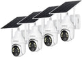 SEHMUA Cámaras de seguridad solar 2K inalámbricas para exteriores, Blanco, Paquete de 4 cámaras WiFi