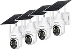 SEHMUA Cámaras de seguridad solar 2K inalámbricas para exteriores, Blanco, Paquete de 4 cámaras WiFi