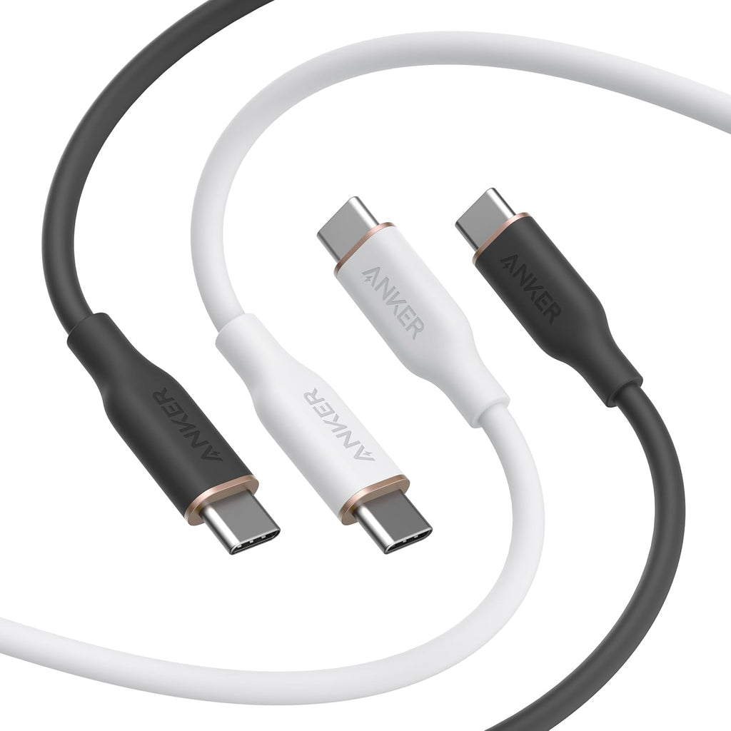 Anker Cable USB C, carga rápida tipo C de 240 W, (paquete de 2, 6 pies, negro + blanco)