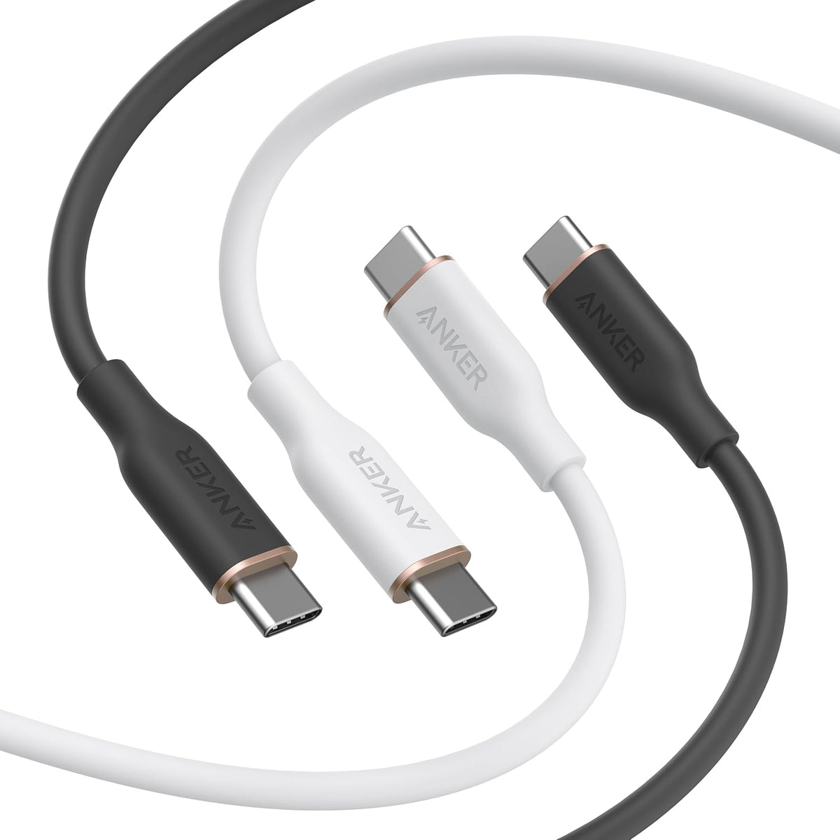 Anker Cable USB C, carga rápida tipo C de 240 W, (paquete de 2, 6 pies, negro + blanco)
