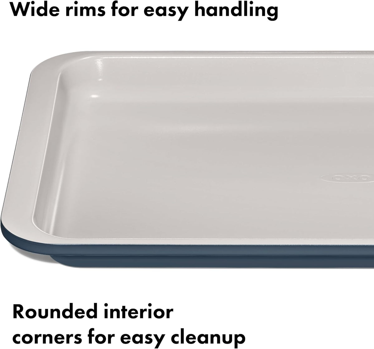 OXO Good Grips Bandeja para Hornear de Metal con Revestimiento Cerámico Antiadherente Pro Cuarto de Hoja – Azul Tormenta