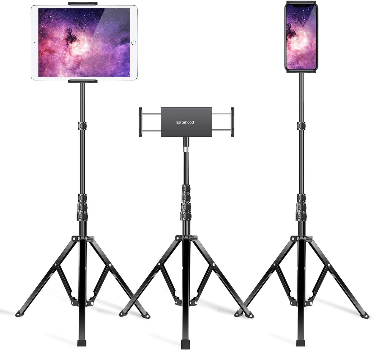 elitehood Trípode de aluminio del soporte del iPad, trípode alto del piso