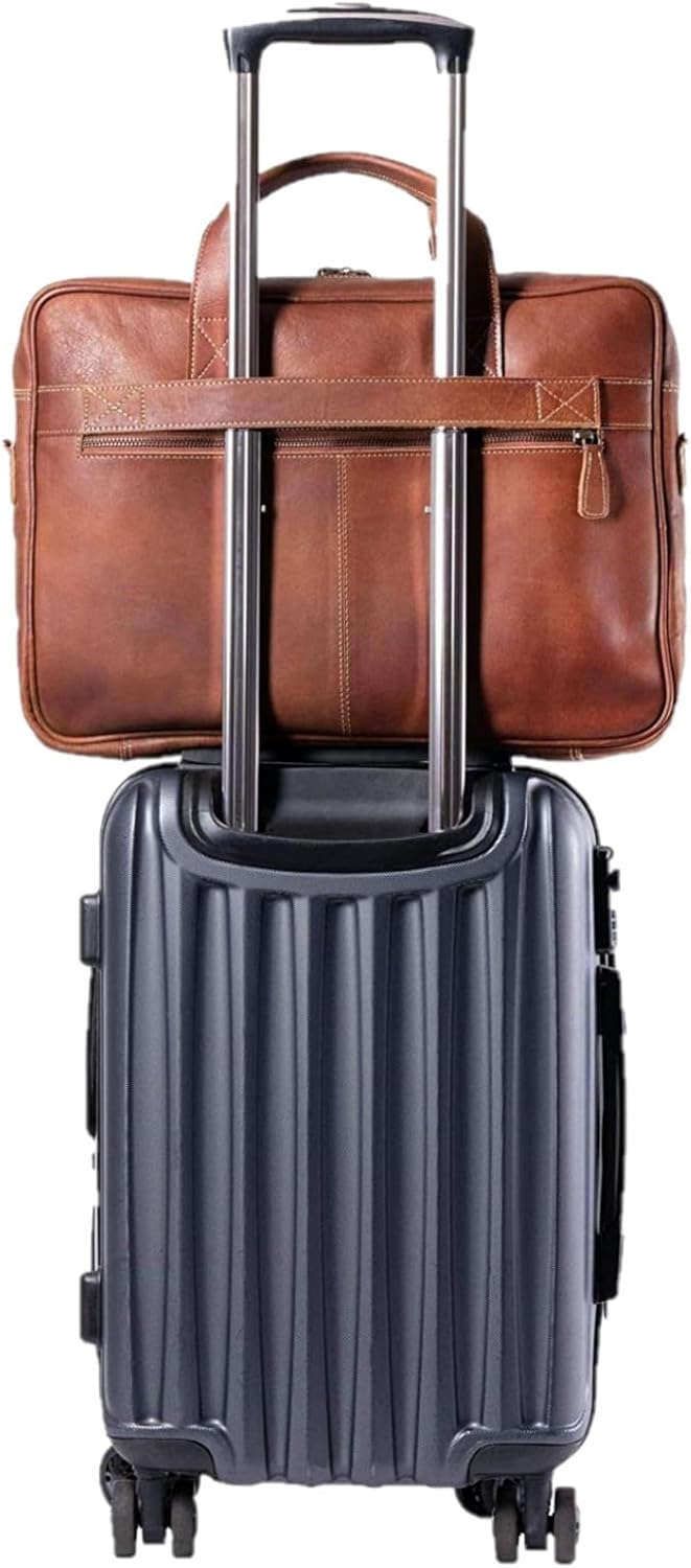 Maletín de cuero para laptop de 18 pulgadas, bolsas mensajeras para hombres y mujeres, mejor maletín de oficina, bolsa tipo satchel (marrón claro)