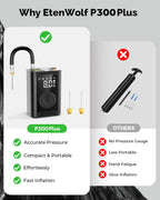 ETENWOLF Bomba de bola P300 Plus, bomba de baloncesto eléctrica para inflar y desinflar, con batería recargable de 3200 mAh, bomba de aire para todas las pelotas deportivas