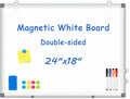 Pizarra blanca de doble cara de borrado en seco magnético para pared, 24 x
