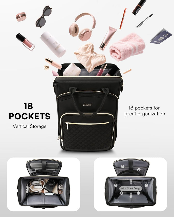 Arcoyard Mochila con ruedas para mujer, mochila de viaje de 16 pulg...