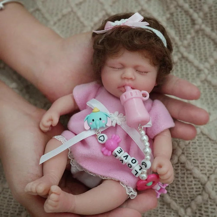MYREBABY Muñeca de bebé de silicona mini de 7 pulgadas, muñeca reci...