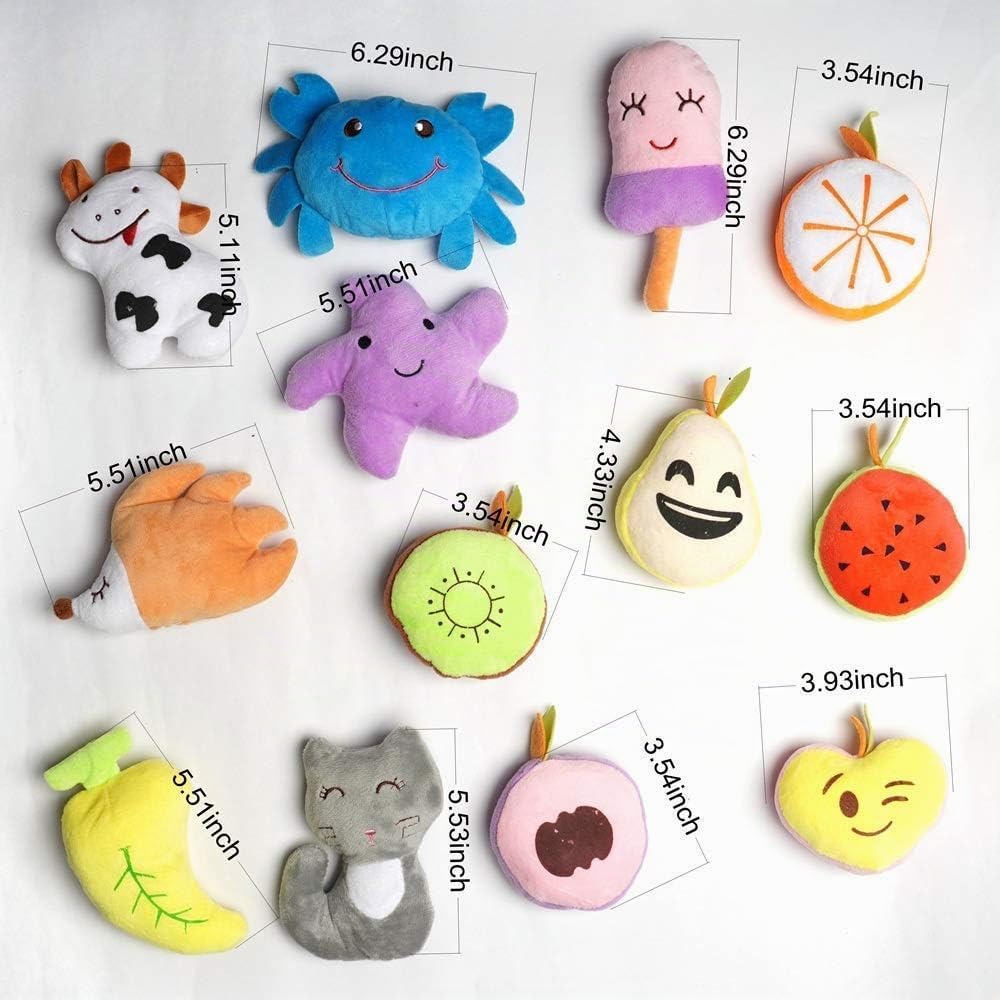 HDMOTU Paquete de 26 juguetes chirriantes suaves para perros pequeños y medianos, juguetes chirriantes favoritos lindos y cómodos para cachorros, multicolor para cachorros