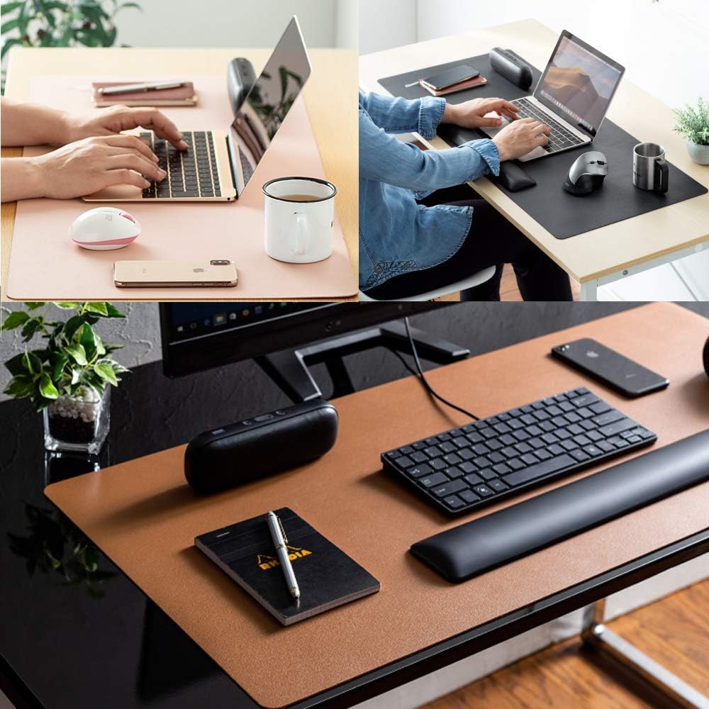Almohadilla de escritorio de cuero y soporte para monitor