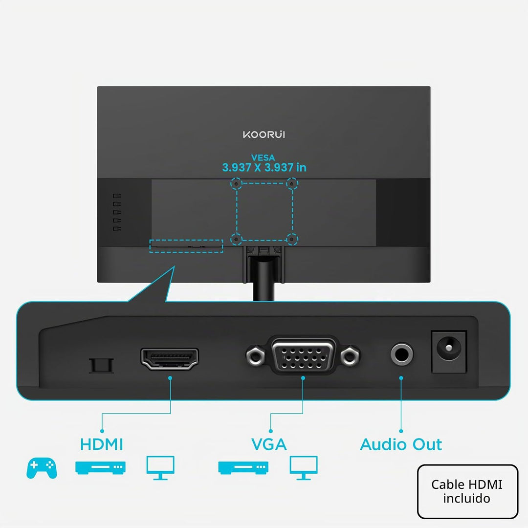 KOORUI Monitor de computadora de 24 pulgadas Full HD 1920 x 1080p 1...