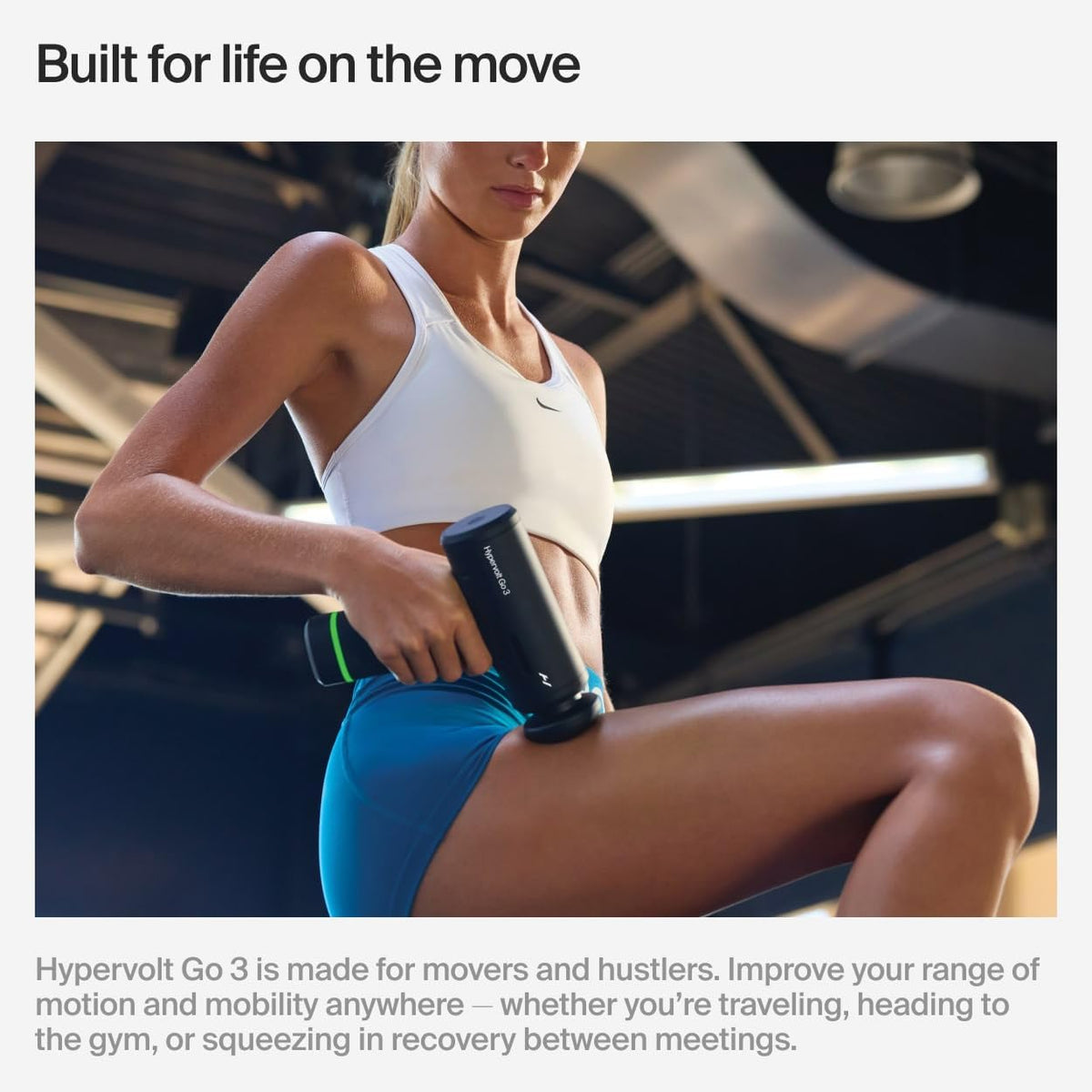 Hyperice Hypervolt Go 3 Pistola de masaje de percusión ligera con estuche