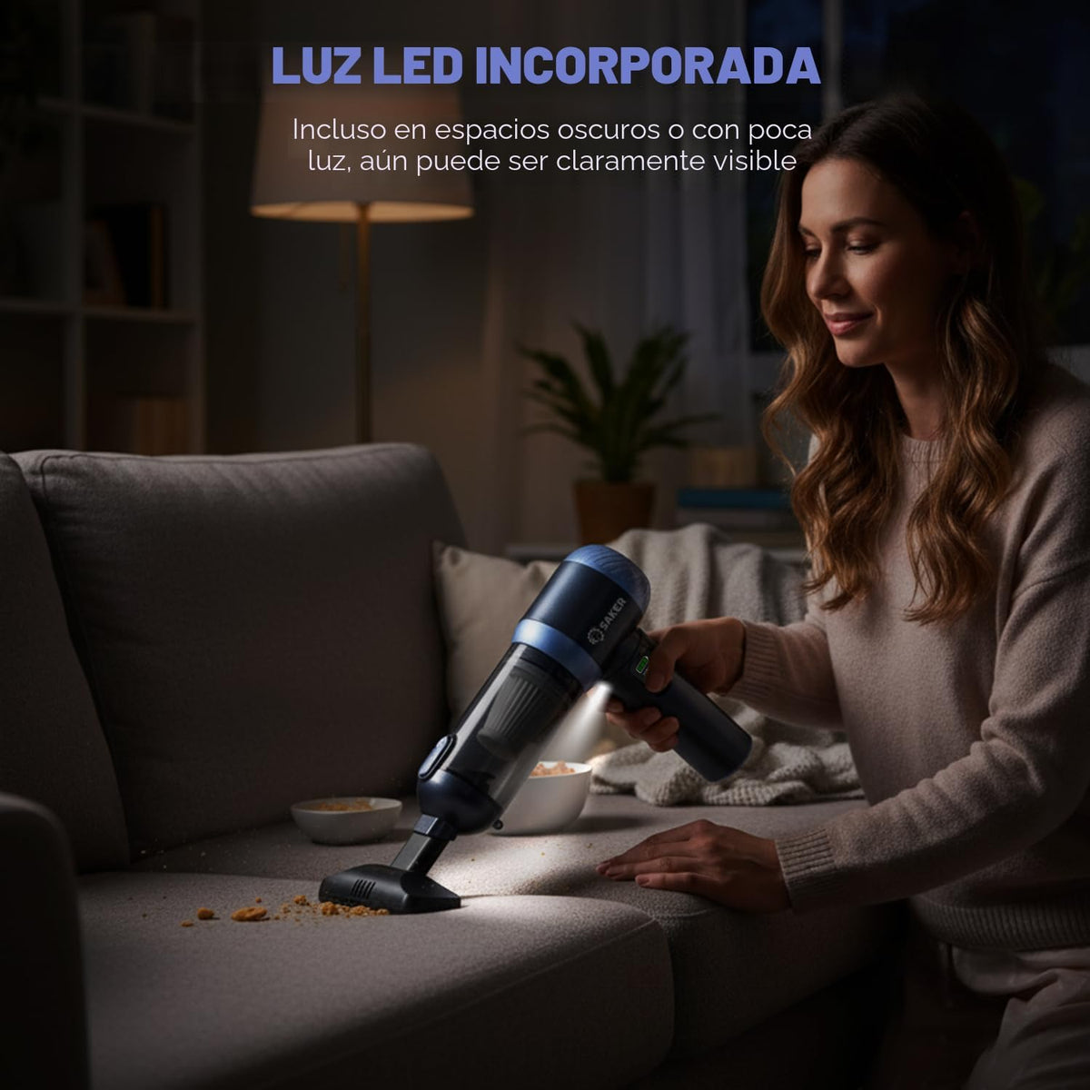 Saker 4 en 1 Aspiradora de Mano para Auto Portátil, Inalámbrica, 20000Pa HL157, Azul