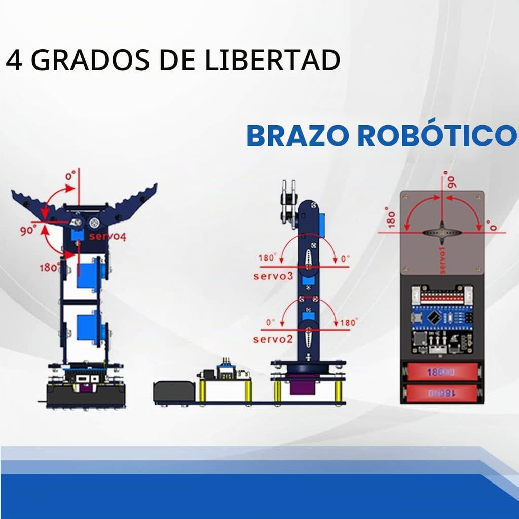 Brazo robot para Arduino, kit de construcción de robot inteligente que puede memorizar y repetir movimientos para principiantes, adolescentes/adultos para aprender electrónica, programación
