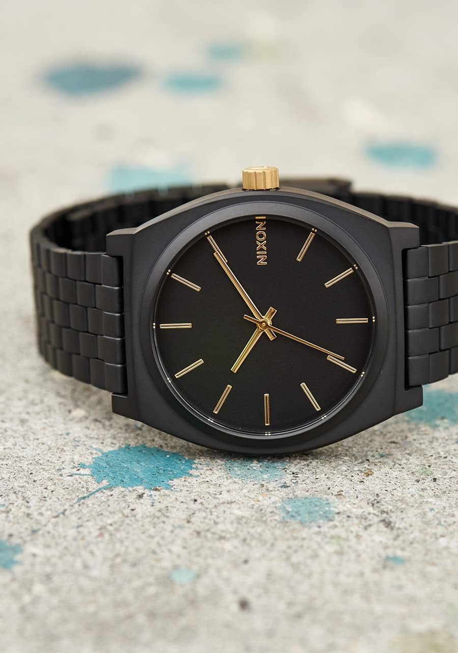 NIXON Time Teller A045 - Reloj analógico de moda para hombre resistente al agua de 100 m (carátula de reloj de 37 mm, correa de acero inoxidable de 19.5 mm-18 mm)