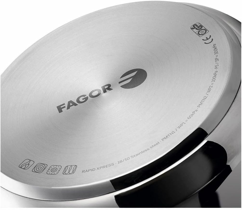 Fagor 78512 Olla Super Fast INOX, 8 l, Acero Inoxidable, Arándano