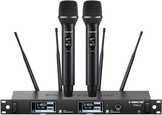 Phenyx Pro Sistema de Micrófono Inalámbrico de Doble Canal, Micrófo...