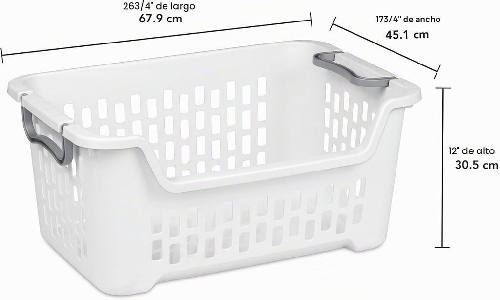 Sterilite Cesta apilable para ropa sucia, cesta de ropa de plástico