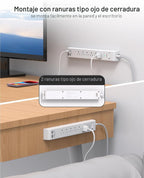 Paquete de 2 regletas protectoras contra sobretensiones, 6 tomas, 4 puertos USB (2 USB C) cables de extensión de 5 pies de largo, tira de salida de protección contra sobrecarga de enchufe plano