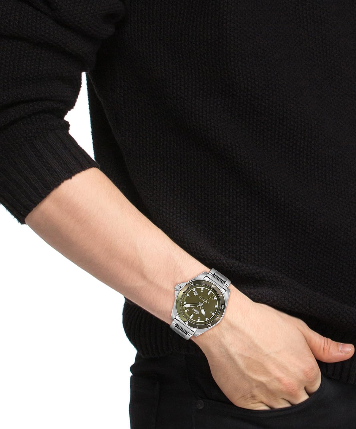 Lacoste Mainsail - Reloj automático para hombre, pulsera de acero inoxidable, clásico, elegante Timepice, regalo para él