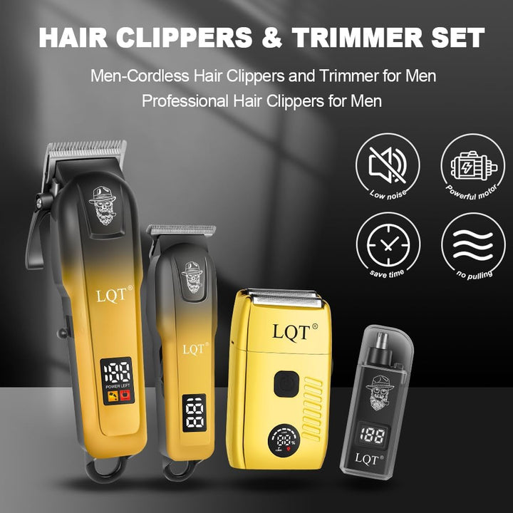 LQT - Cortapelos para hombres, con pantalla LED, 4 piezas, inalámbr...