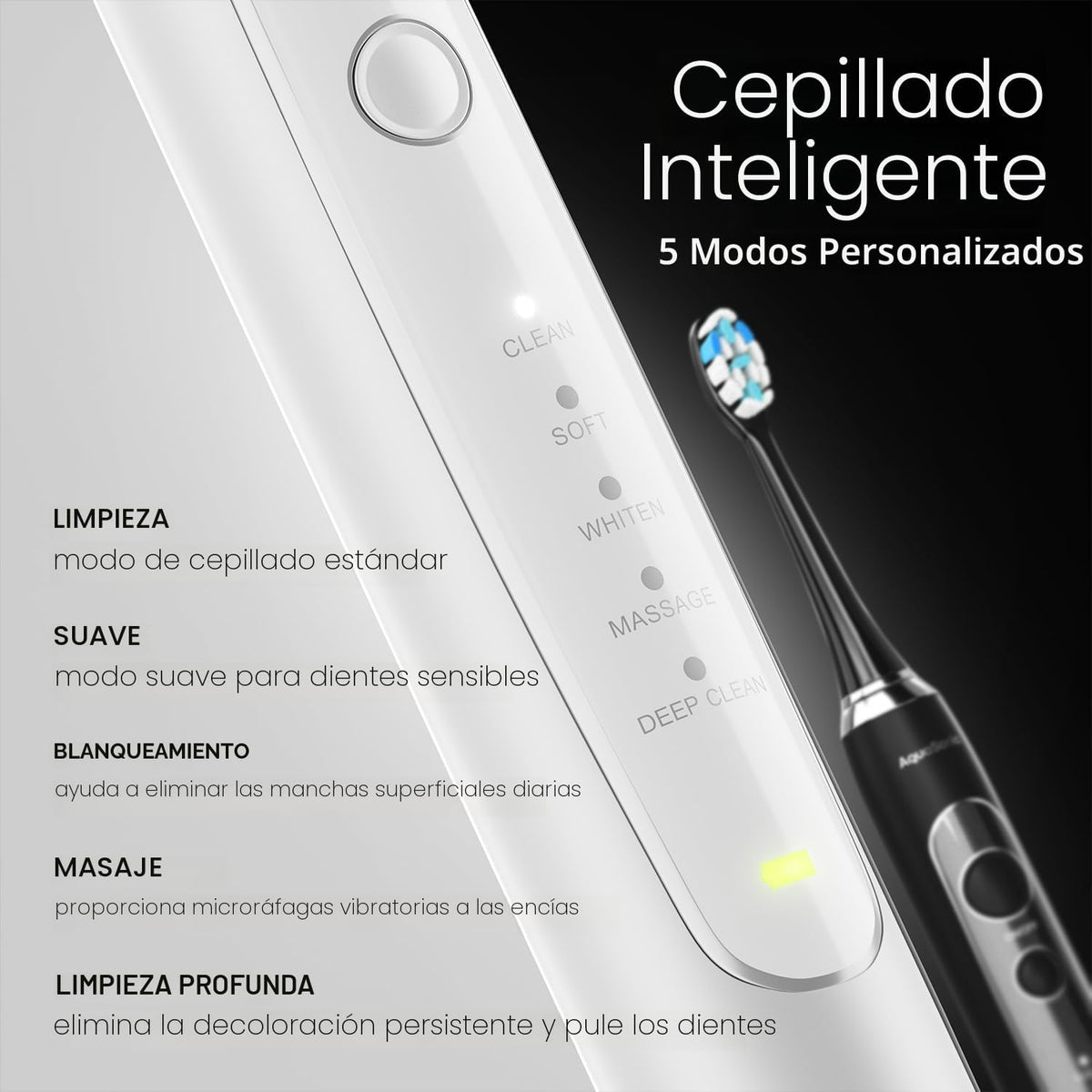 Aquasonic Duo Series PRO - Juego de cepillos de dientes eléctricos ultrablanqueadores - 5 modos y temporizadores inteligentes - Estuches de viaje premium y 10 cabezales de cepillo Proflex - Cepillos