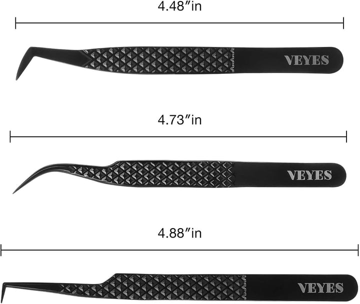 VEYES INC Pinzas de pestañas para extensiones de pestañas, kit de p...