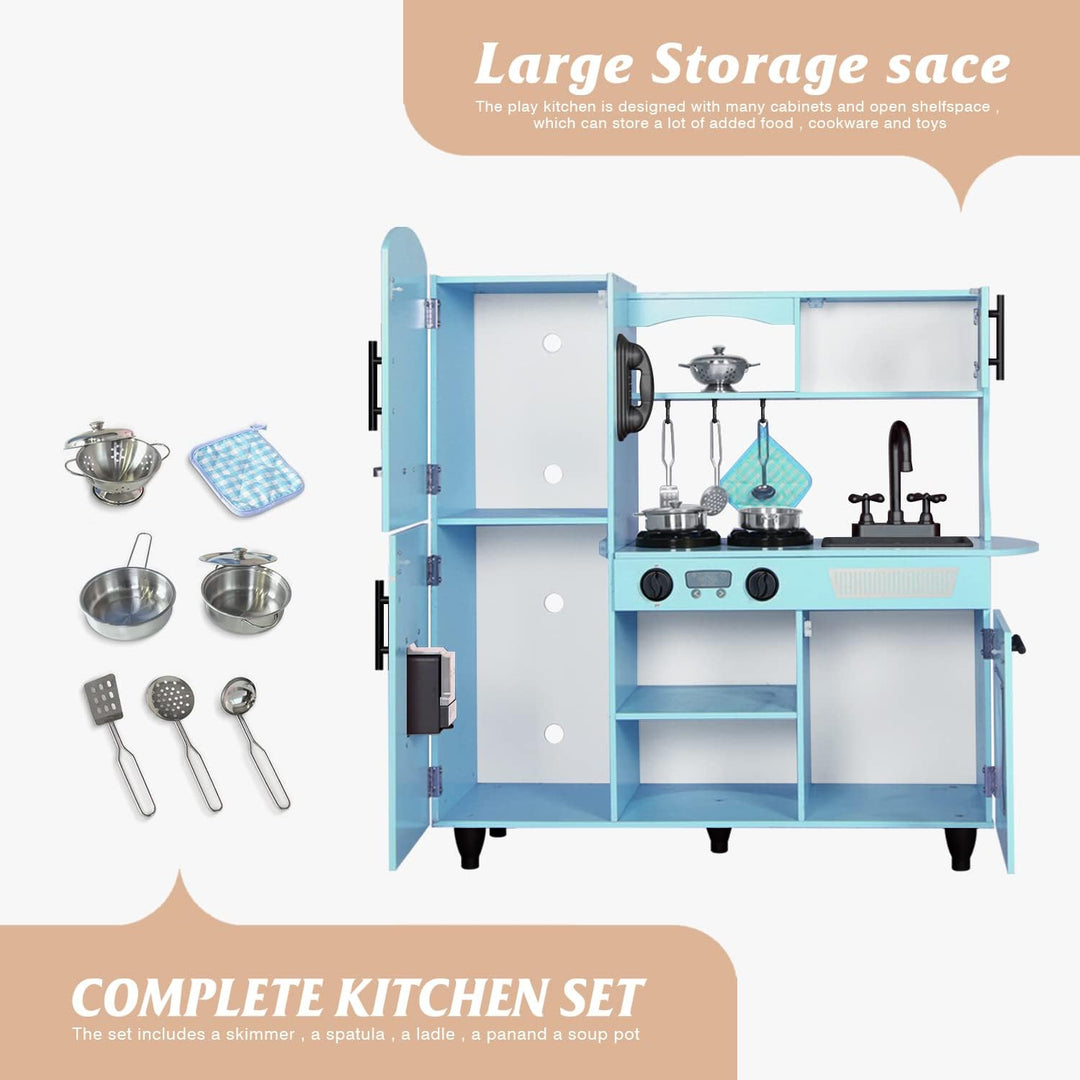 TaoHFE Juego de Cocina de Juguete, Juego de Cocina Azul para Niños...