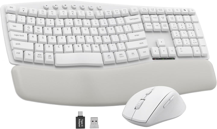 Combo de teclado y mouse inalámbricos blancos para MacBook y Window...